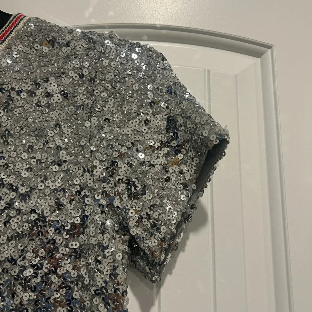 Nordstrom 1901 Silver Sequins Top Girls Size L 10/12